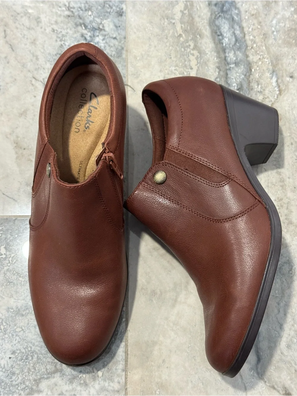 Clarks Women's Brown Leather Ankle Booties